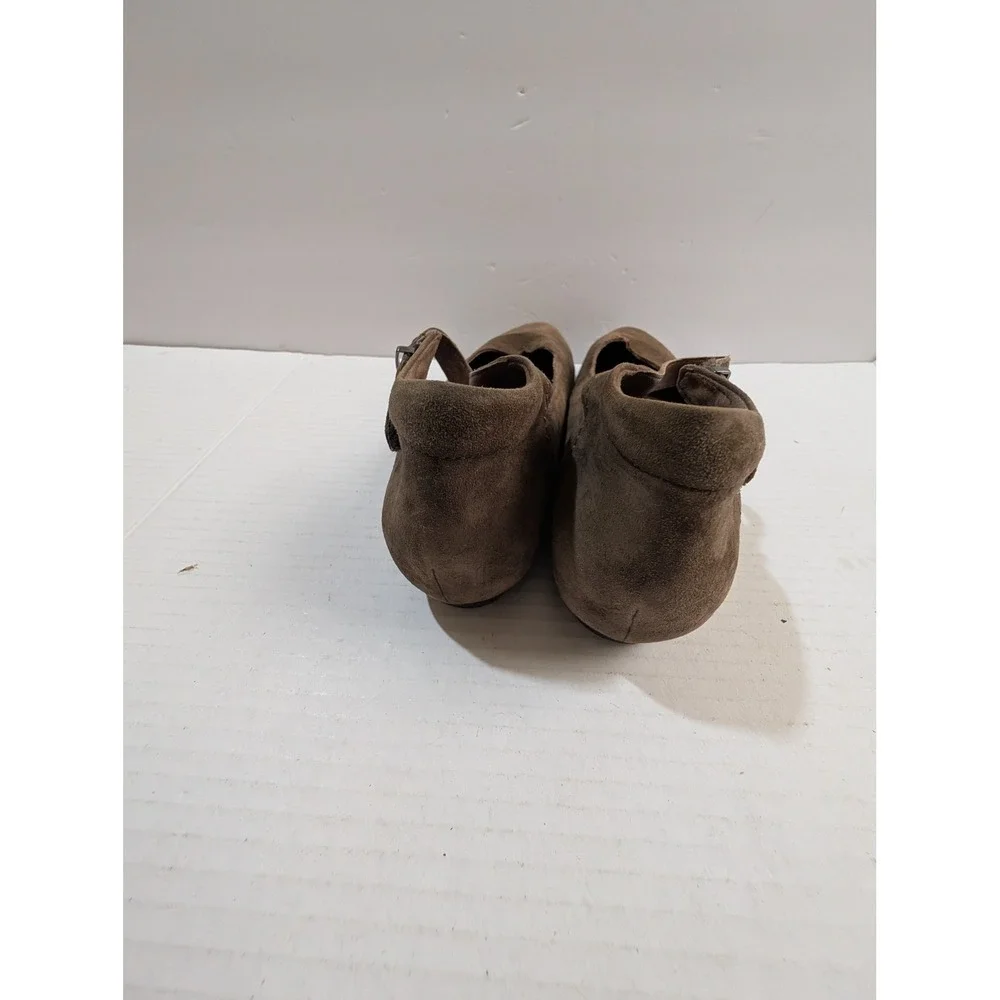 Earthies by Earth Womens 7.5 B Brown Suede Leather Ankle Strap Notched Flats